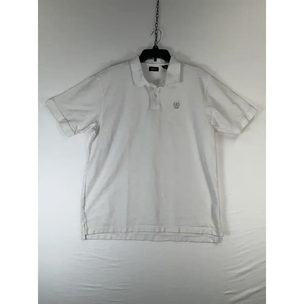 IZOD Polo Shirt Mens XL White 100% Cotton Pique Short Sleeve Logo Casual Golf